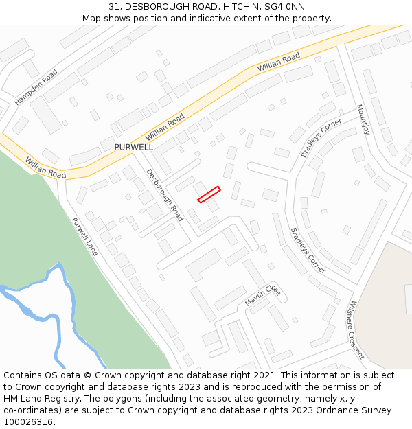 31, DESBOROUGH ROAD, HITCHIN, SG4 0NN: Location map and indicative extent of plot