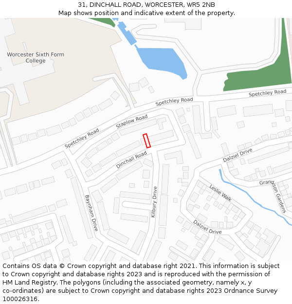 31, DINCHALL ROAD, WORCESTER, WR5 2NB: Location map and indicative extent of plot