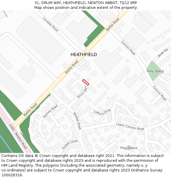31, DRUM WAY, HEATHFIELD, NEWTON ABBOT, TQ12 6RP: Location map and indicative extent of plot