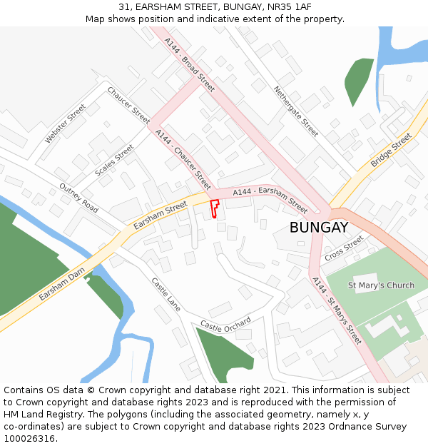 31, EARSHAM STREET, BUNGAY, NR35 1AF: Location map and indicative extent of plot