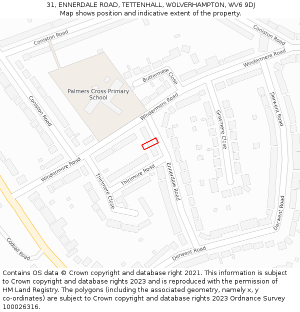 31, ENNERDALE ROAD, TETTENHALL, WOLVERHAMPTON, WV6 9DJ: Location map and indicative extent of plot