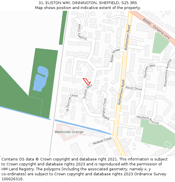 31, EUSTON WAY, DINNINGTON, SHEFFIELD, S25 3RS: Location map and indicative extent of plot