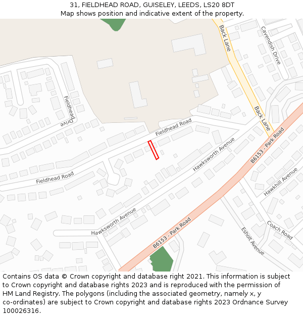 31, FIELDHEAD ROAD, GUISELEY, LEEDS, LS20 8DT: Location map and indicative extent of plot