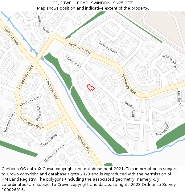 31, FITWELL ROAD, SWINDON, SN25 2EZ: Location map and indicative extent of plot