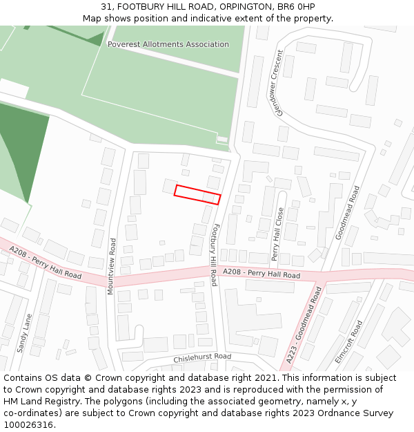 31, FOOTBURY HILL ROAD, ORPINGTON, BR6 0HP: Location map and indicative extent of plot
