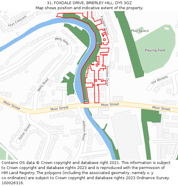 31, FOXDALE DRIVE, BRIERLEY HILL, DY5 3GZ: Location map and indicative extent of plot