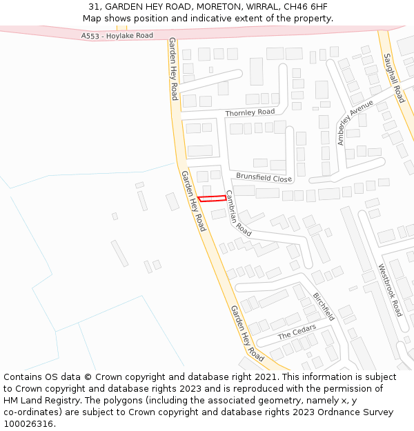 31, GARDEN HEY ROAD, MORETON, WIRRAL, CH46 6HF: Location map and indicative extent of plot
