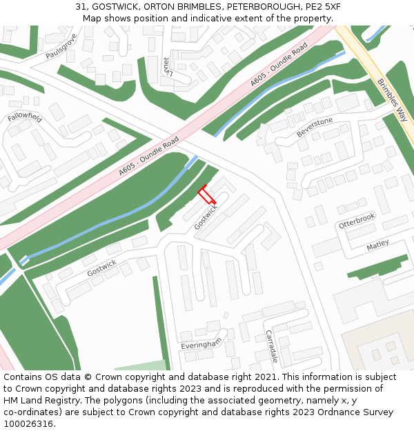 31, GOSTWICK, ORTON BRIMBLES, PETERBOROUGH, PE2 5XF: Location map and indicative extent of plot