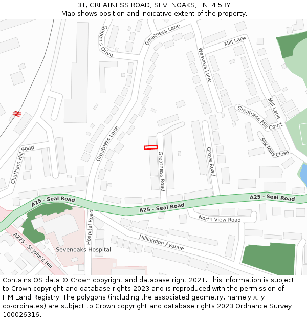 31, GREATNESS ROAD, SEVENOAKS, TN14 5BY: Location map and indicative extent of plot