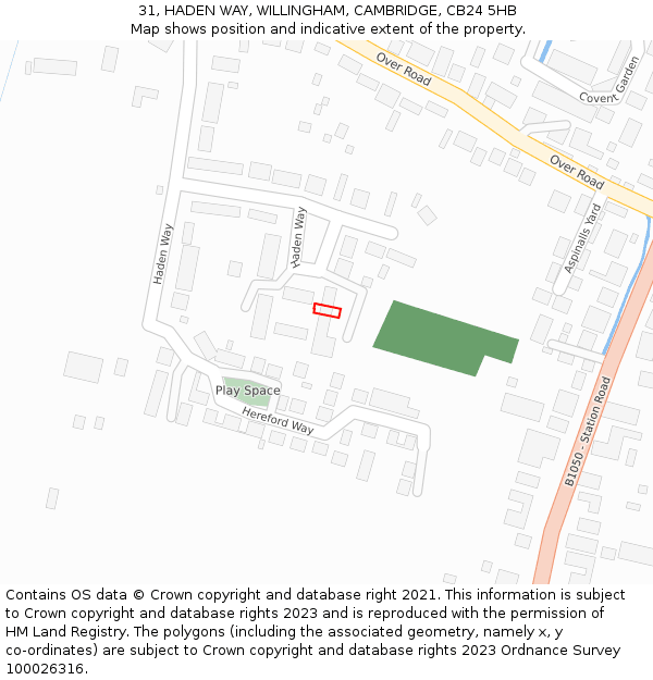 31, HADEN WAY, WILLINGHAM, CAMBRIDGE, CB24 5HB: Location map and indicative extent of plot