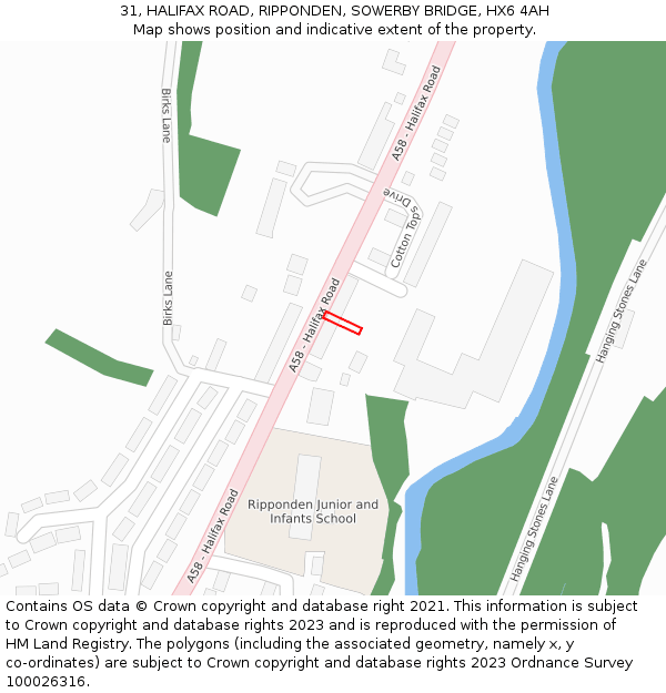 31, HALIFAX ROAD, RIPPONDEN, SOWERBY BRIDGE, HX6 4AH: Location map and indicative extent of plot
