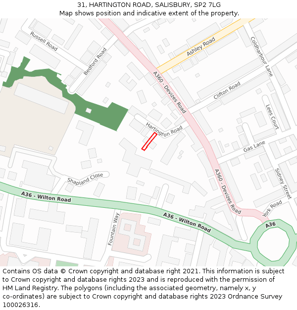 31, HARTINGTON ROAD, SALISBURY, SP2 7LG: Location map and indicative extent of plot