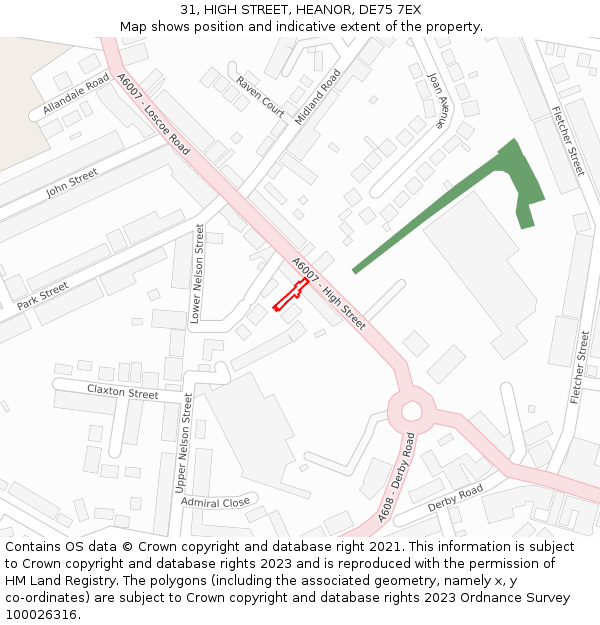 31, HIGH STREET, HEANOR, DE75 7EX: Location map and indicative extent of plot