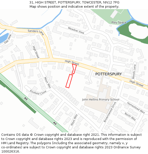 31, HIGH STREET, POTTERSPURY, TOWCESTER, NN12 7PG: Location map and indicative extent of plot
