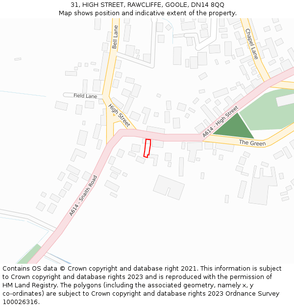 31, HIGH STREET, RAWCLIFFE, GOOLE, DN14 8QQ: Location map and indicative extent of plot