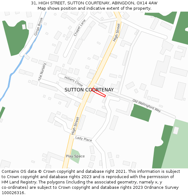 31, HIGH STREET, SUTTON COURTENAY, ABINGDON, OX14 4AW: Location map and indicative extent of plot