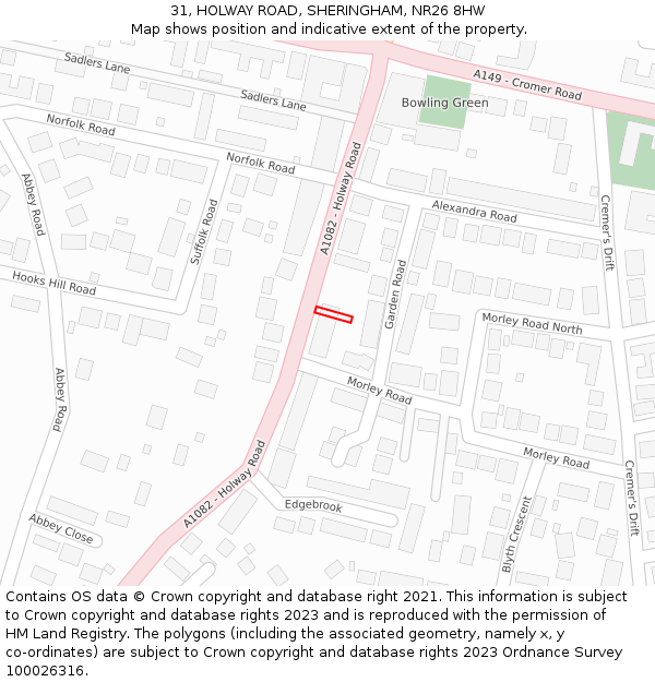 31, HOLWAY ROAD, SHERINGHAM, NR26 8HW: Location map and indicative extent of plot