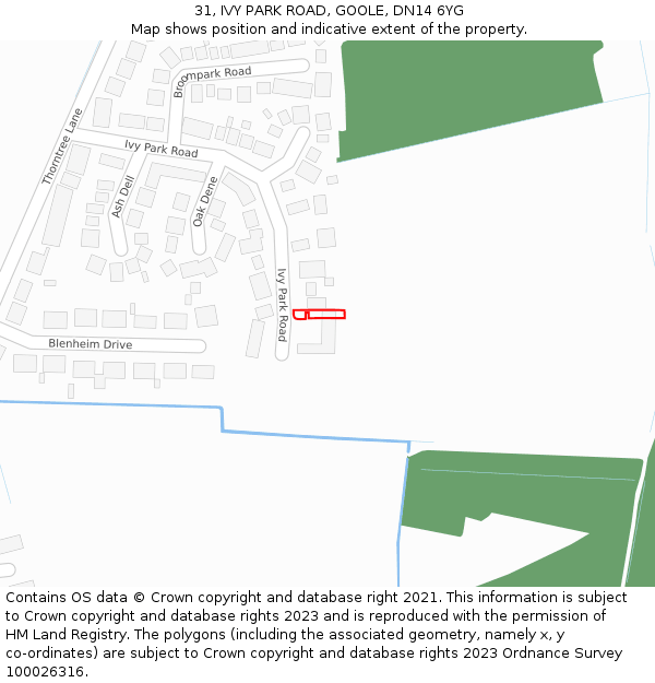 31, IVY PARK ROAD, GOOLE, DN14 6YG: Location map and indicative extent of plot