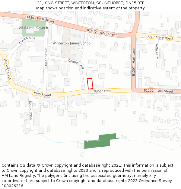 31, KING STREET, WINTERTON, SCUNTHORPE, DN15 9TP: Location map and indicative extent of plot