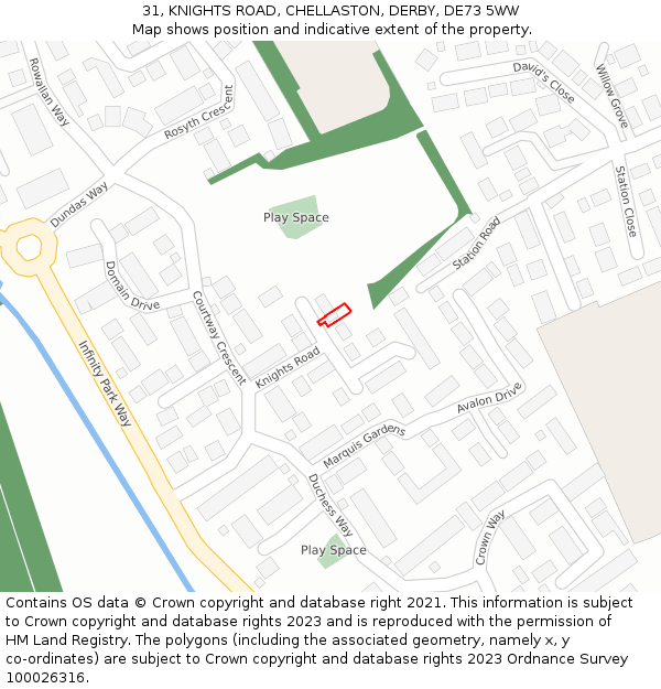 31, KNIGHTS ROAD, CHELLASTON, DERBY, DE73 5WW: Location map and indicative extent of plot
