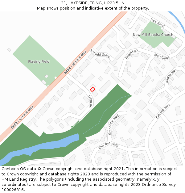 31, LAKESIDE, TRING, HP23 5HN: Location map and indicative extent of plot