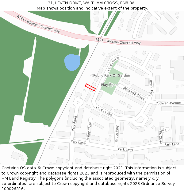 31, LEVEN DRIVE, WALTHAM CROSS, EN8 8AL: Location map and indicative extent of plot