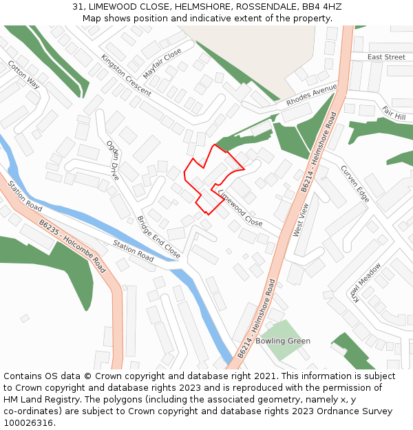 31, LIMEWOOD CLOSE, HELMSHORE, ROSSENDALE, BB4 4HZ: Location map and indicative extent of plot