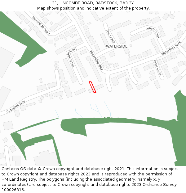 31, LINCOMBE ROAD, RADSTOCK, BA3 3YJ: Location map and indicative extent of plot