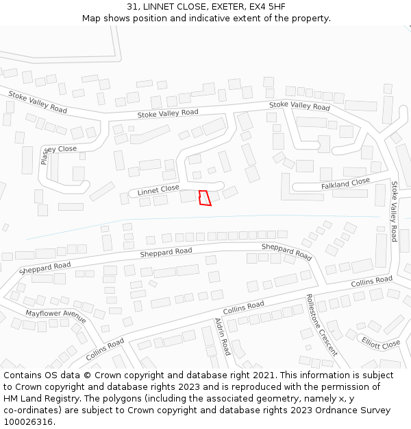 31, LINNET CLOSE, EXETER, EX4 5HF: Location map and indicative extent of plot