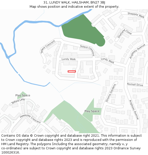 31, LUNDY WALK, HAILSHAM, BN27 3BJ: Location map and indicative extent of plot