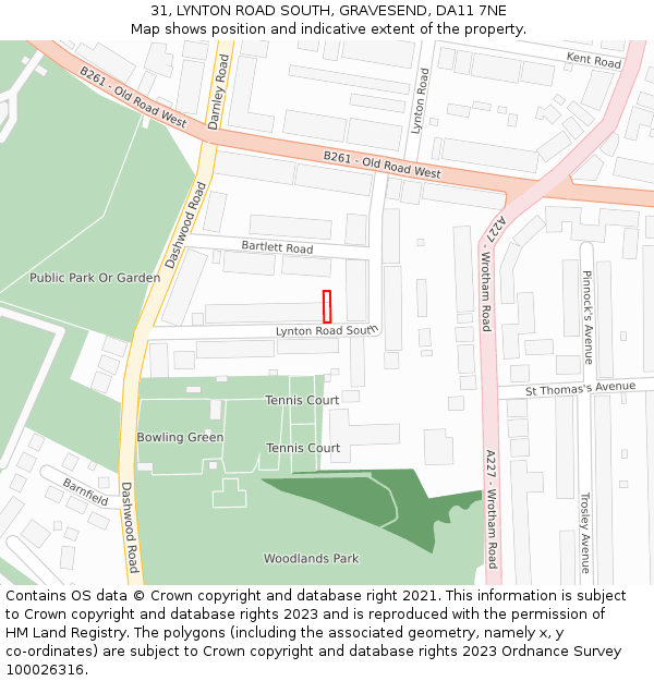 31, LYNTON ROAD SOUTH, GRAVESEND, DA11 7NE: Location map and indicative extent of plot