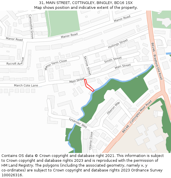31, MAIN STREET, COTTINGLEY, BINGLEY, BD16 1SX: Location map and indicative extent of plot