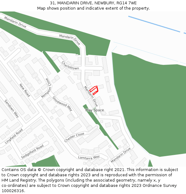 31, MANDARIN DRIVE, NEWBURY, RG14 7WE: Location map and indicative extent of plot