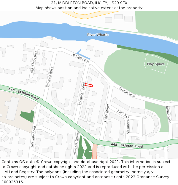 31, MIDDLETON ROAD, ILKLEY, LS29 9EX: Location map and indicative extent of plot