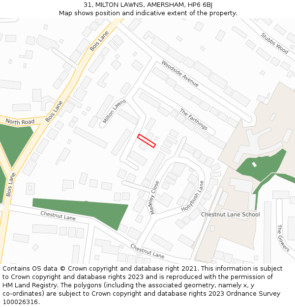 31, MILTON LAWNS, AMERSHAM, HP6 6BJ: Location map and indicative extent of plot