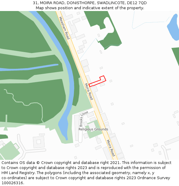 31, MOIRA ROAD, DONISTHORPE, SWADLINCOTE, DE12 7QD: Location map and indicative extent of plot