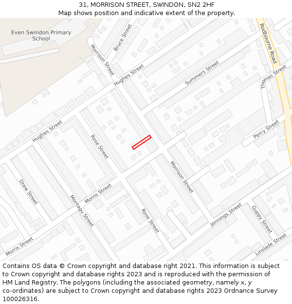31, MORRISON STREET, SWINDON, SN2 2HF: Location map and indicative extent of plot