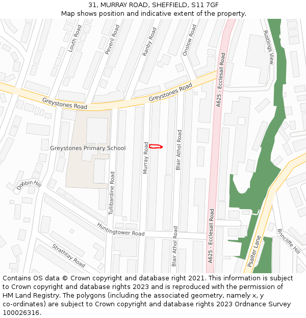 31, MURRAY ROAD, SHEFFIELD, S11 7GF: Location map and indicative extent of plot