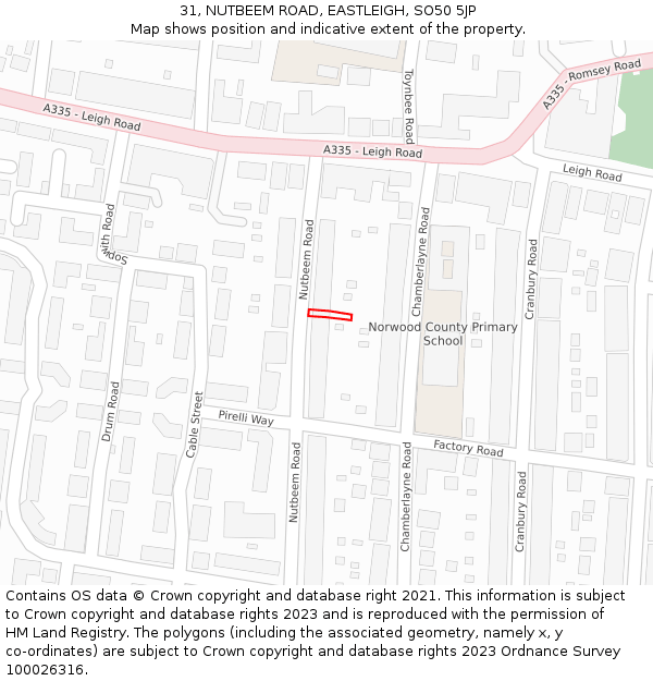 31, NUTBEEM ROAD, EASTLEIGH, SO50 5JP: Location map and indicative extent of plot