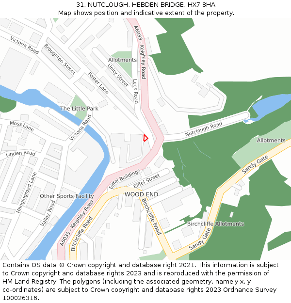 31, NUTCLOUGH, HEBDEN BRIDGE, HX7 8HA: Location map and indicative extent of plot