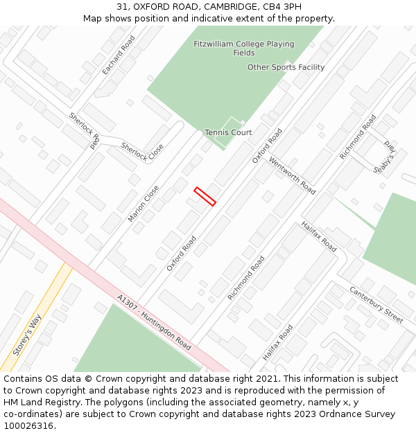 31, OXFORD ROAD, CAMBRIDGE, CB4 3PH: Location map and indicative extent of plot