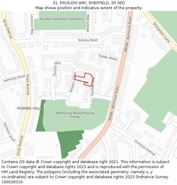 31, PAVILION WAY, SHEFFIELD, S5 6ED: Location map and indicative extent of plot