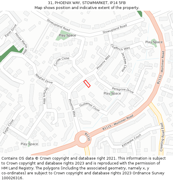 31, PHOENIX WAY, STOWMARKET, IP14 5FB: Location map and indicative extent of plot