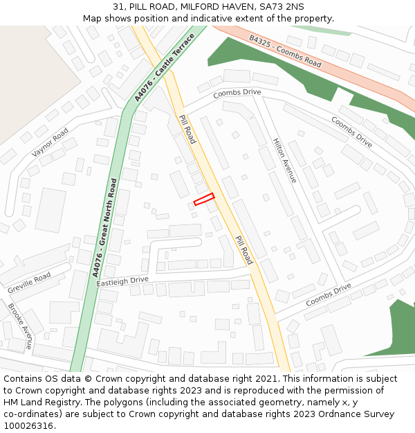 31, PILL ROAD, MILFORD HAVEN, SA73 2NS: Location map and indicative extent of plot