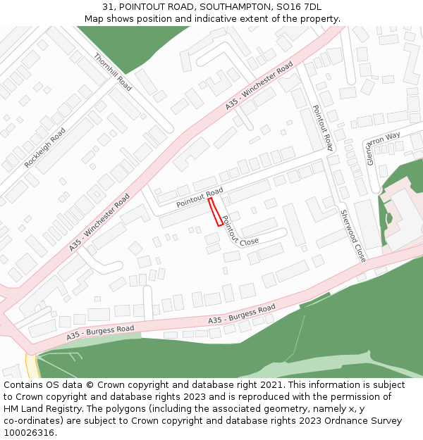 31, POINTOUT ROAD, SOUTHAMPTON, SO16 7DL: Location map and indicative extent of plot