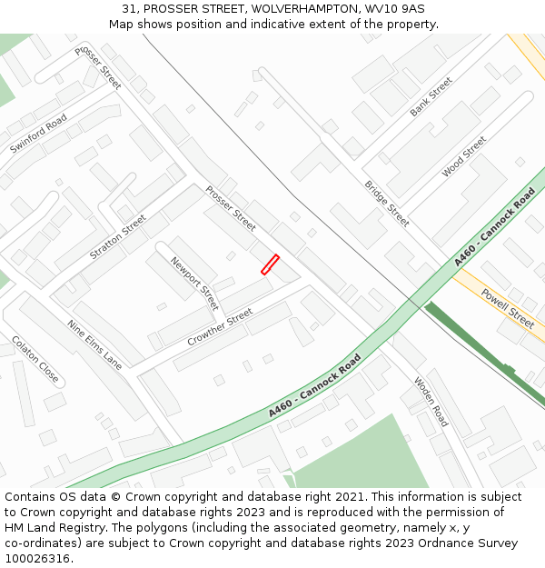 31, PROSSER STREET, WOLVERHAMPTON, WV10 9AS: Location map and indicative extent of plot