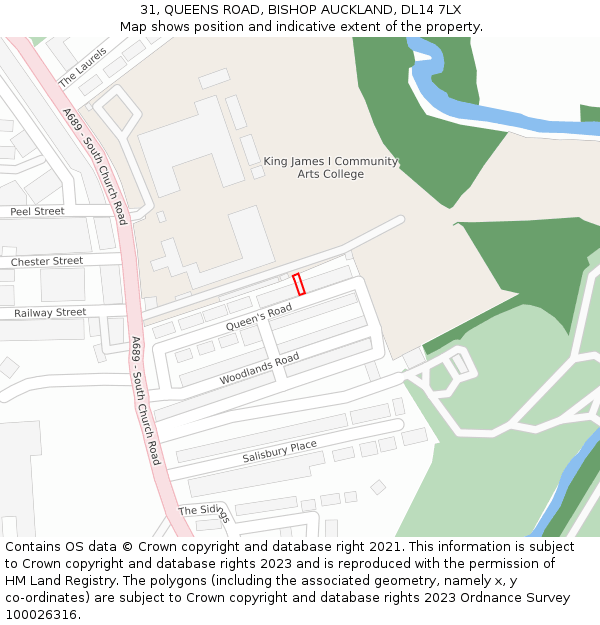 31, QUEENS ROAD, BISHOP AUCKLAND, DL14 7LX: Location map and indicative extent of plot