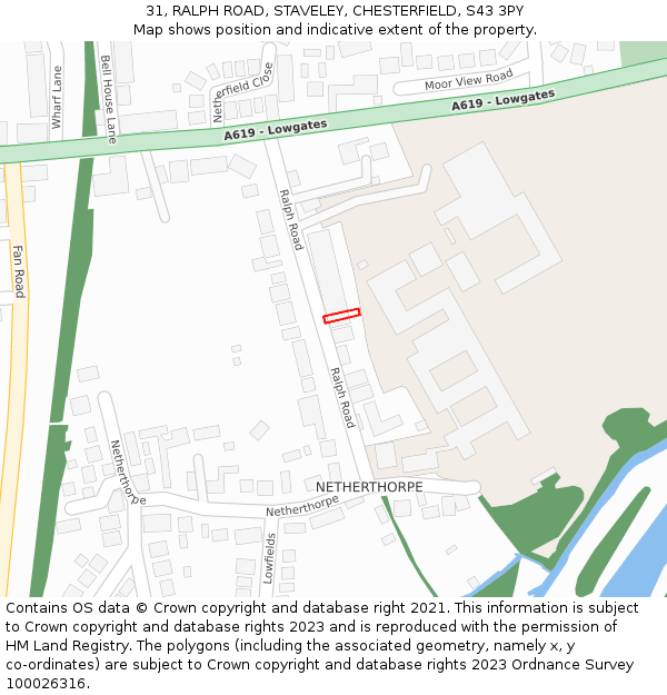 31, RALPH ROAD, STAVELEY, CHESTERFIELD, S43 3PY: Location map and indicative extent of plot