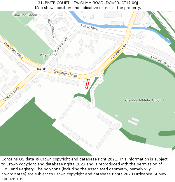 31, RIVER COURT, LEWISHAM ROAD, DOVER, CT17 0QJ: Location map and indicative extent of plot
