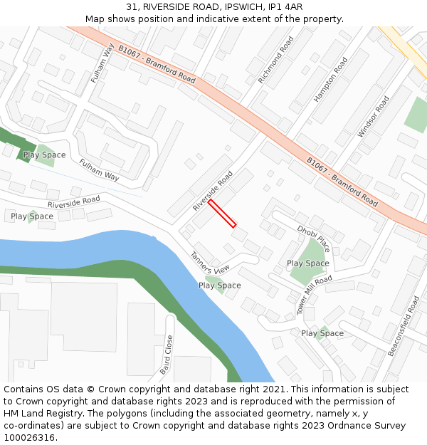 31, RIVERSIDE ROAD, IPSWICH, IP1 4AR: Location map and indicative extent of plot